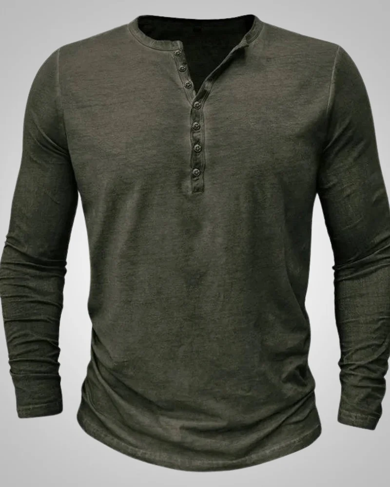 Herren Lässig Slim Fit Langarm Henley-Shirt