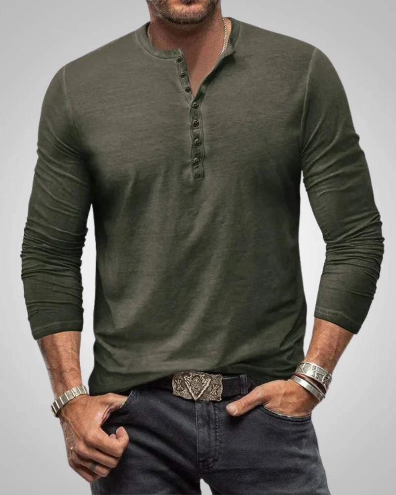 Herren Lässig Slim Fit Langarm Henley-Shirt