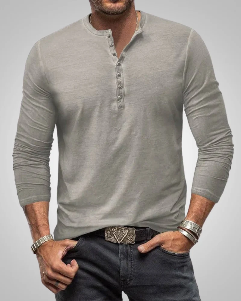 Herren Lässig Slim Fit Langarm Henley-Shirt