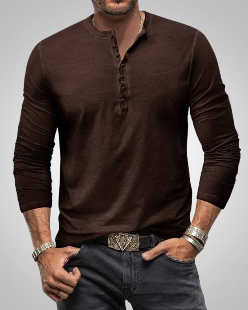 Herren Lässig Slim Fit Langarm Henley-Shirt