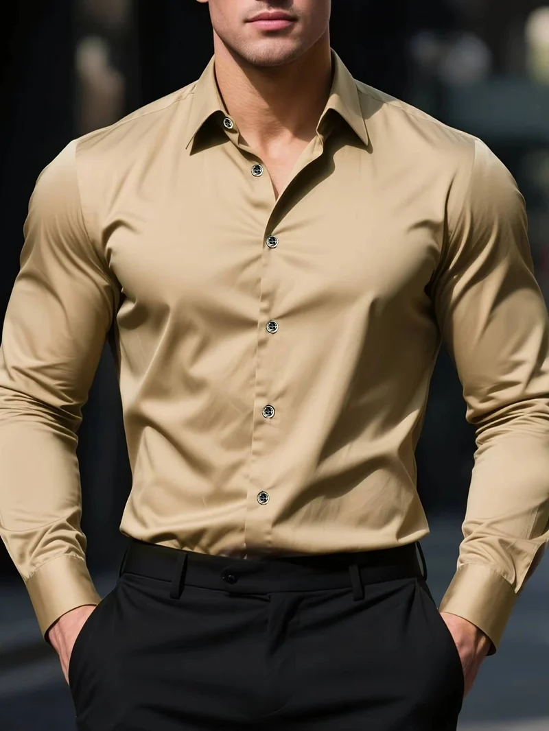 Herren Slim Fit Geschnitten Business Button Down Hemd