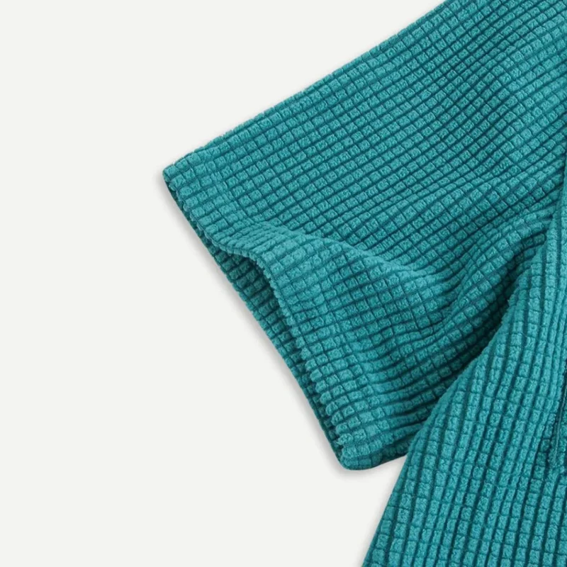 Herren Sommer Button Front Waffelstrick Hemd