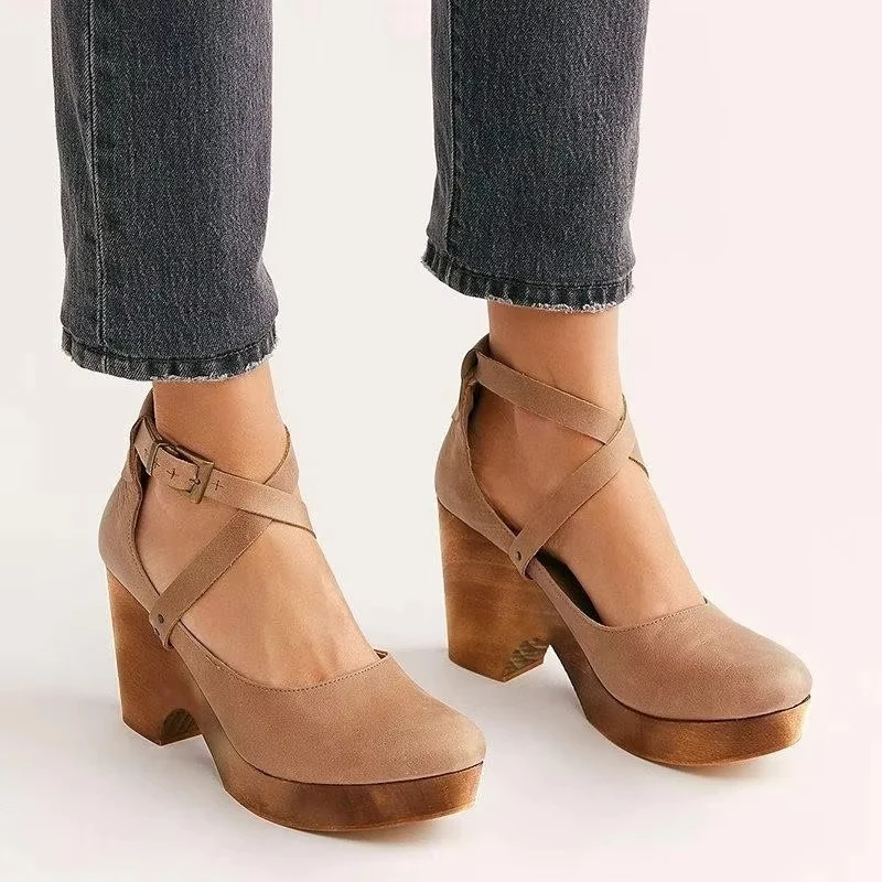 Damen Lässig Blockabsatz Plateau Mary Jane Pumps