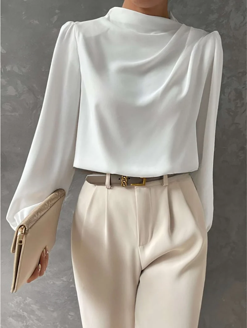 Damen Sommer Drapiert Langarm Bluse