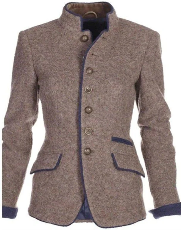 Damen Stehkragen Knopfleiste Blazer