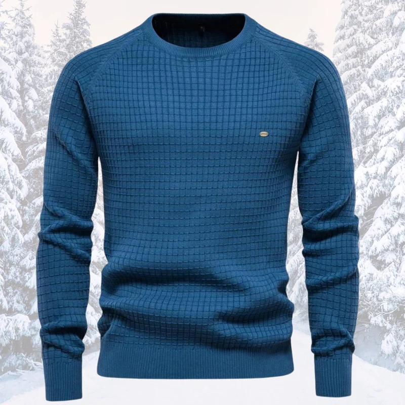 Herren Rundhals Strukturierter Strickpullover