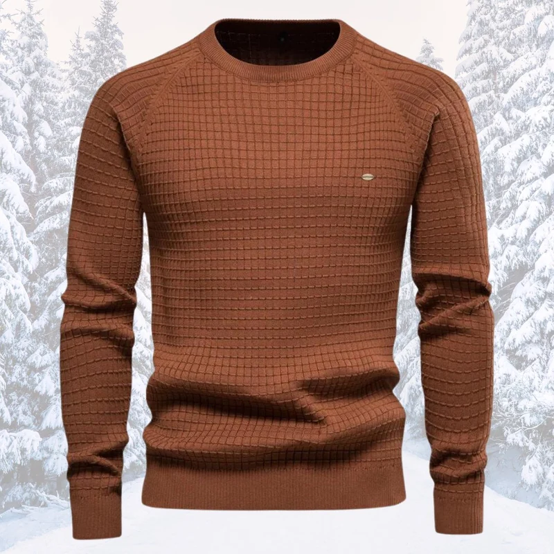 Herren Rundhals Strukturierter Strickpullover