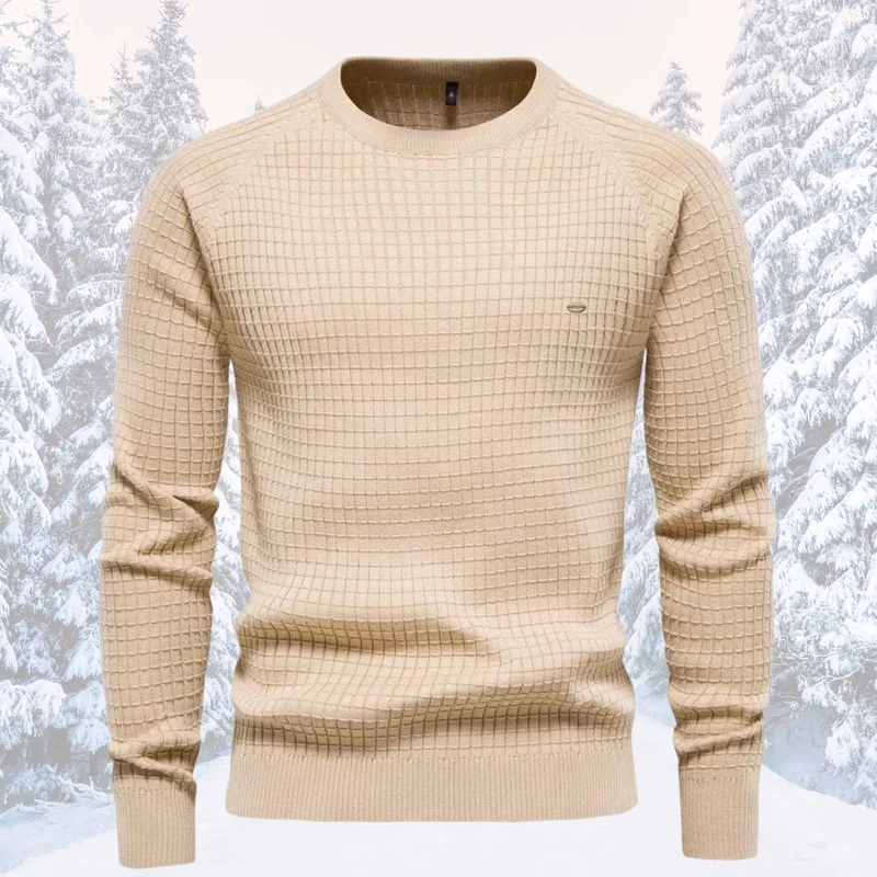 Herren Rundhals Strukturierter Strickpullover