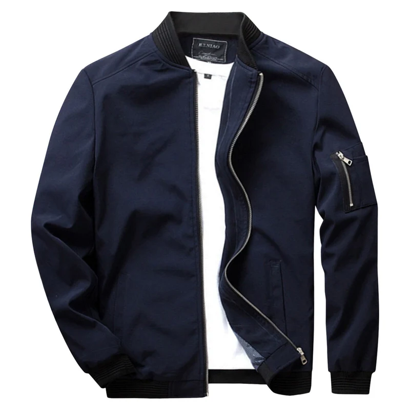 Herren Casual Sommer Stehkragen Bomberjacke