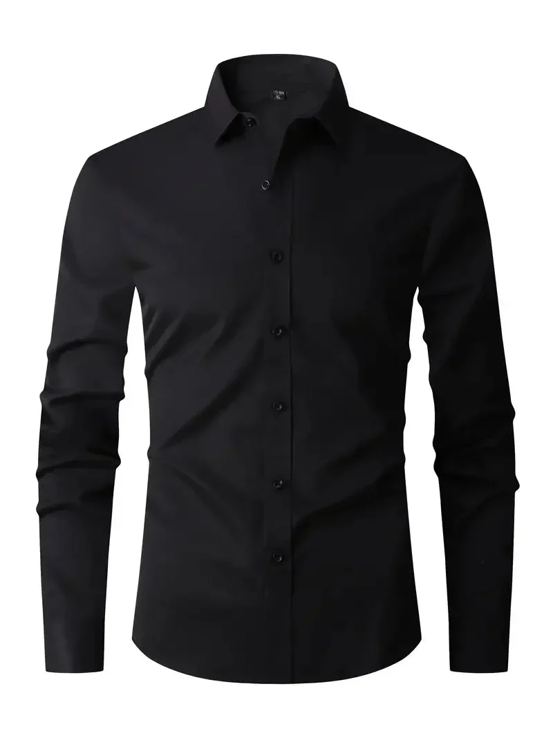 Herren Sommer Slim Fit Knopfleiste Hemd
