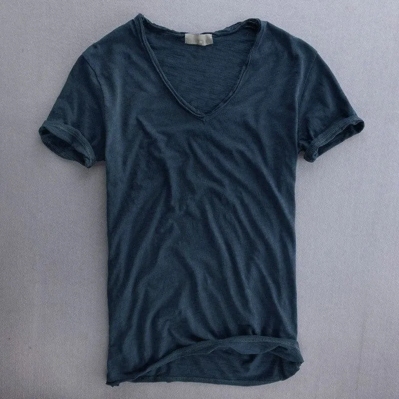 Herren Sommer V-Ausschnitt Freizeit T-shirt