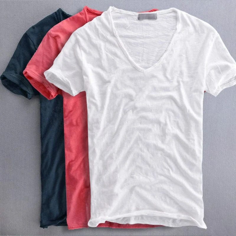 Herren Sommer V-Ausschnitt Freizeit T-shirt