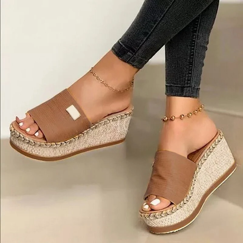 Damen Slip On Keilsohle Pantolette