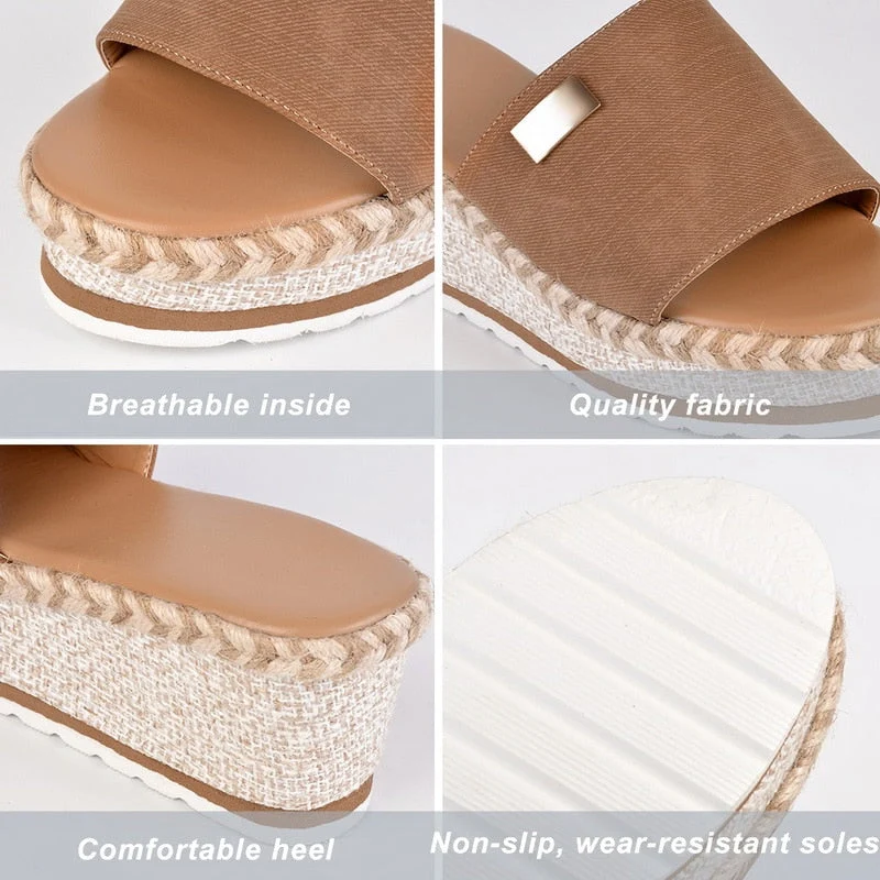 Damen Slip On Keilsohle Pantolette