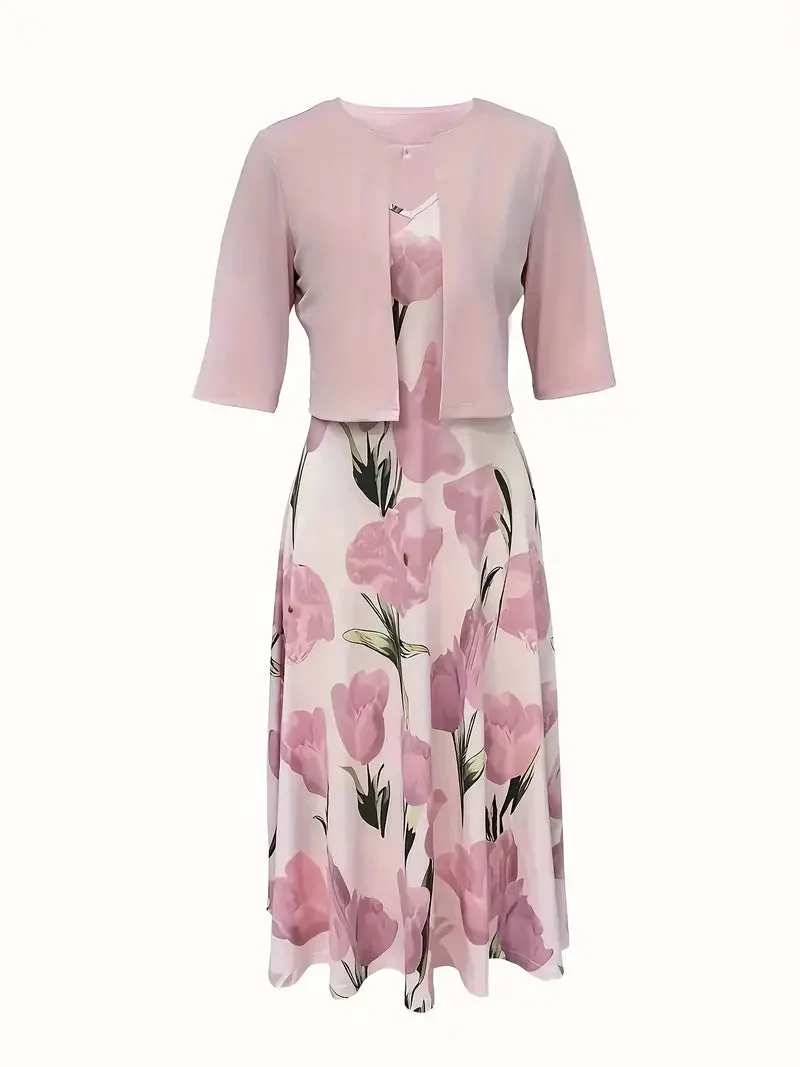 Damen Ärmellos Zweiteilig Elegant Set Maxi Kleid