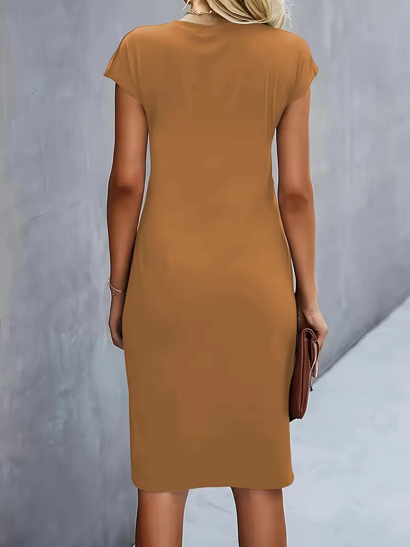 Damen Sommer Drapiert Elegant Bodycon Midikleid
