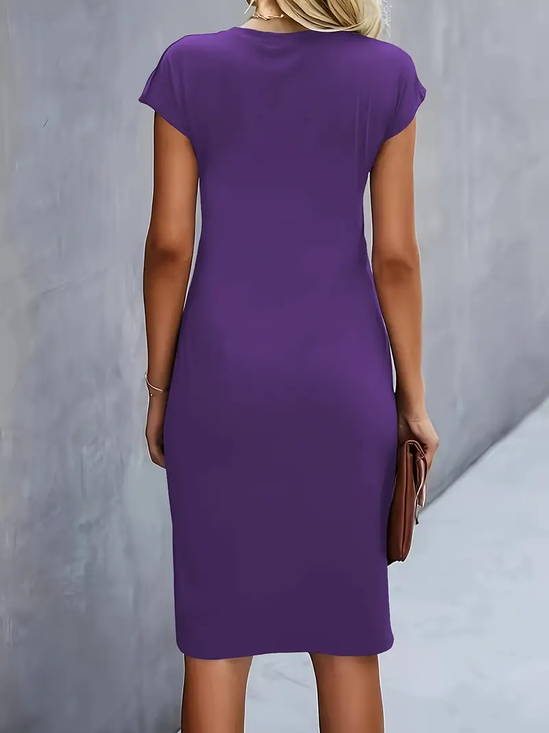 Damen Sommer Drapiert Elegant Bodycon Midikleid
