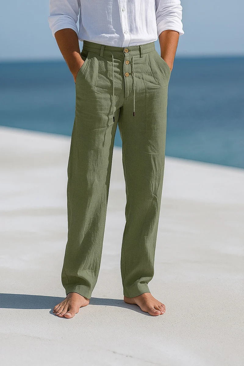 Herren Leinen Slim Fit Sommer Hose