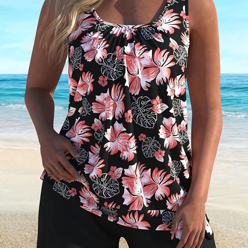 Damen Sommer Ärmelloses Tankini Bademode Set