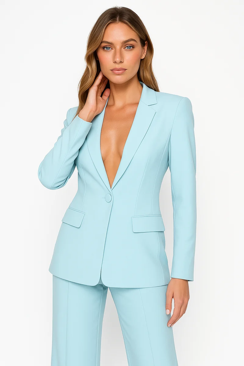 Damen Doppelreihiger Schmaler Business Hosenanzug