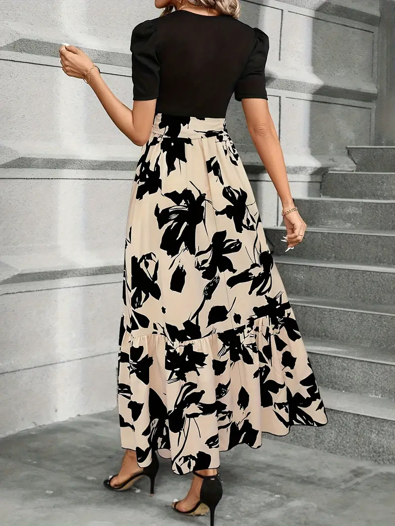 Damen Elegantes Taillenbindung Maxikleid
