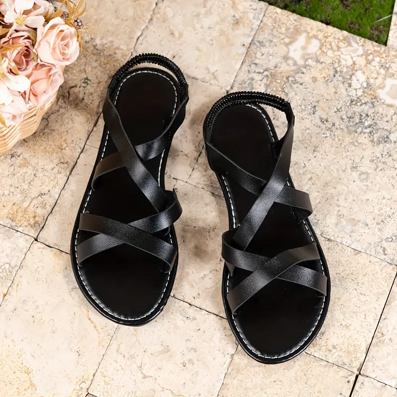 Damen Kreuzriemen Fersenband Sandalen