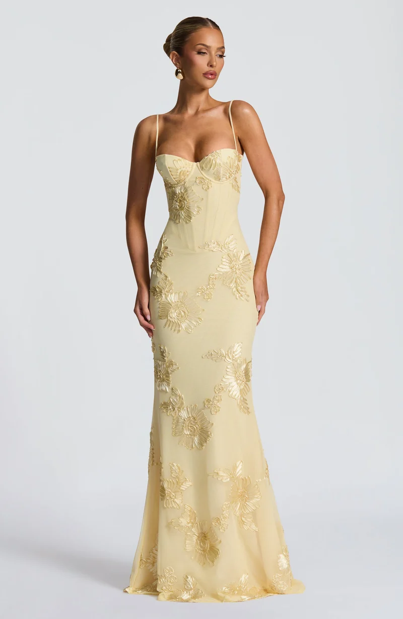 Damen Sommer Spaghettiträgern Maxi Hochzeitsgastkleid