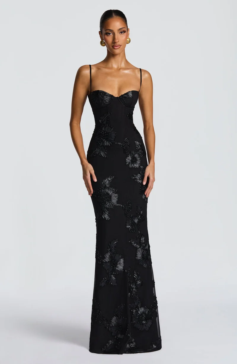 Damen Sommer Spaghettiträgern Maxi Hochzeitsgastkleid