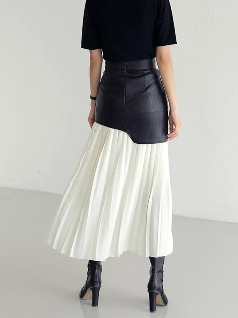 Damen Sommer Asymmetrischer Plissiert Midi Rock