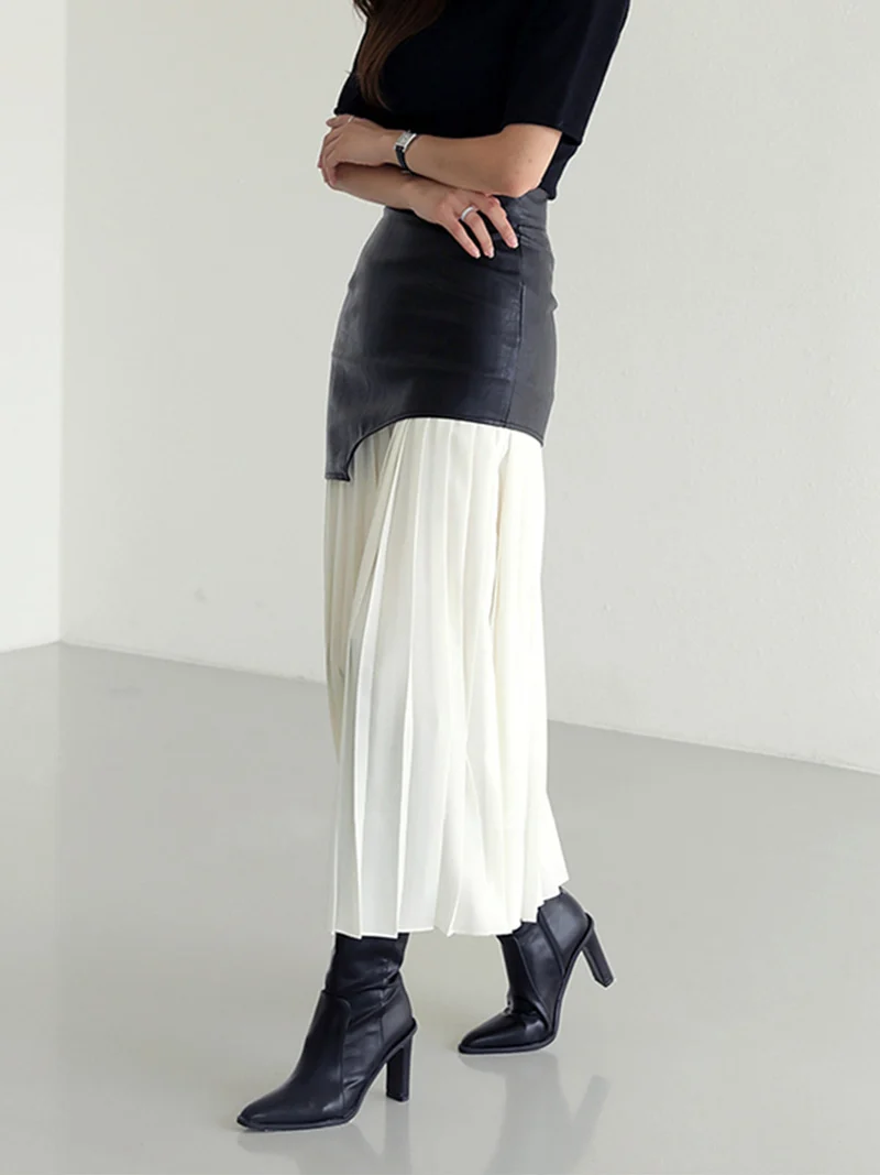 Damen Sommer Asymmetrischer Plissiert Midi Rock