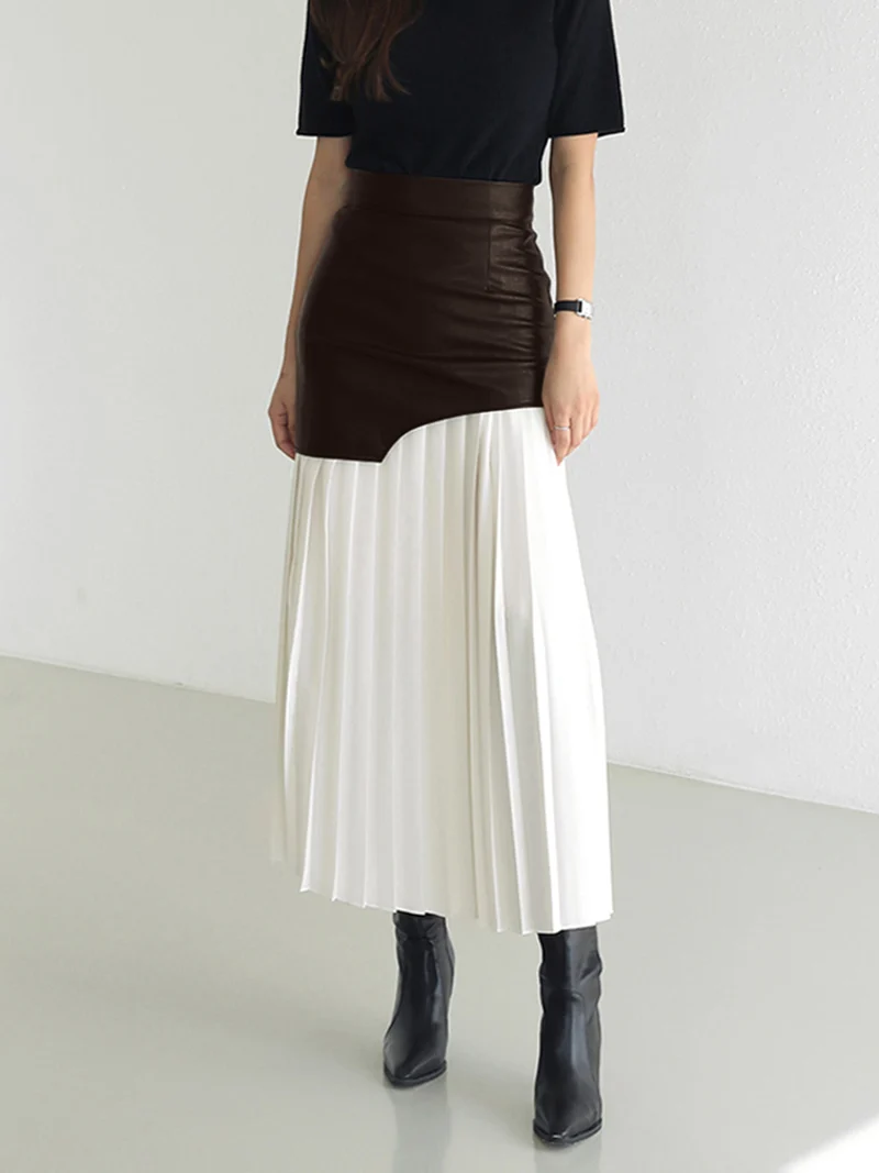 Damen Sommer Asymmetrischer Plissiert Midi Rock