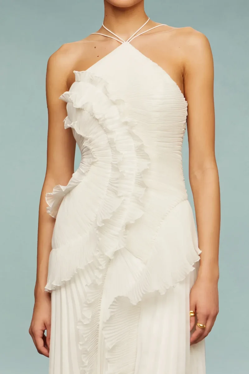 Damen Halterneck Maxi Sommerkleid