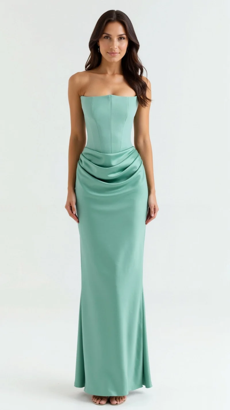 Damen Festliches Korsett Maxi Hochzeitsgastkleid