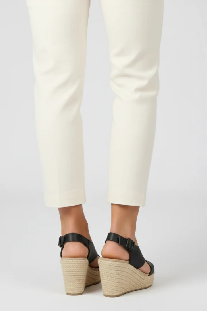 Damen Keilabsatz Überkreuz Slingback Sandalen