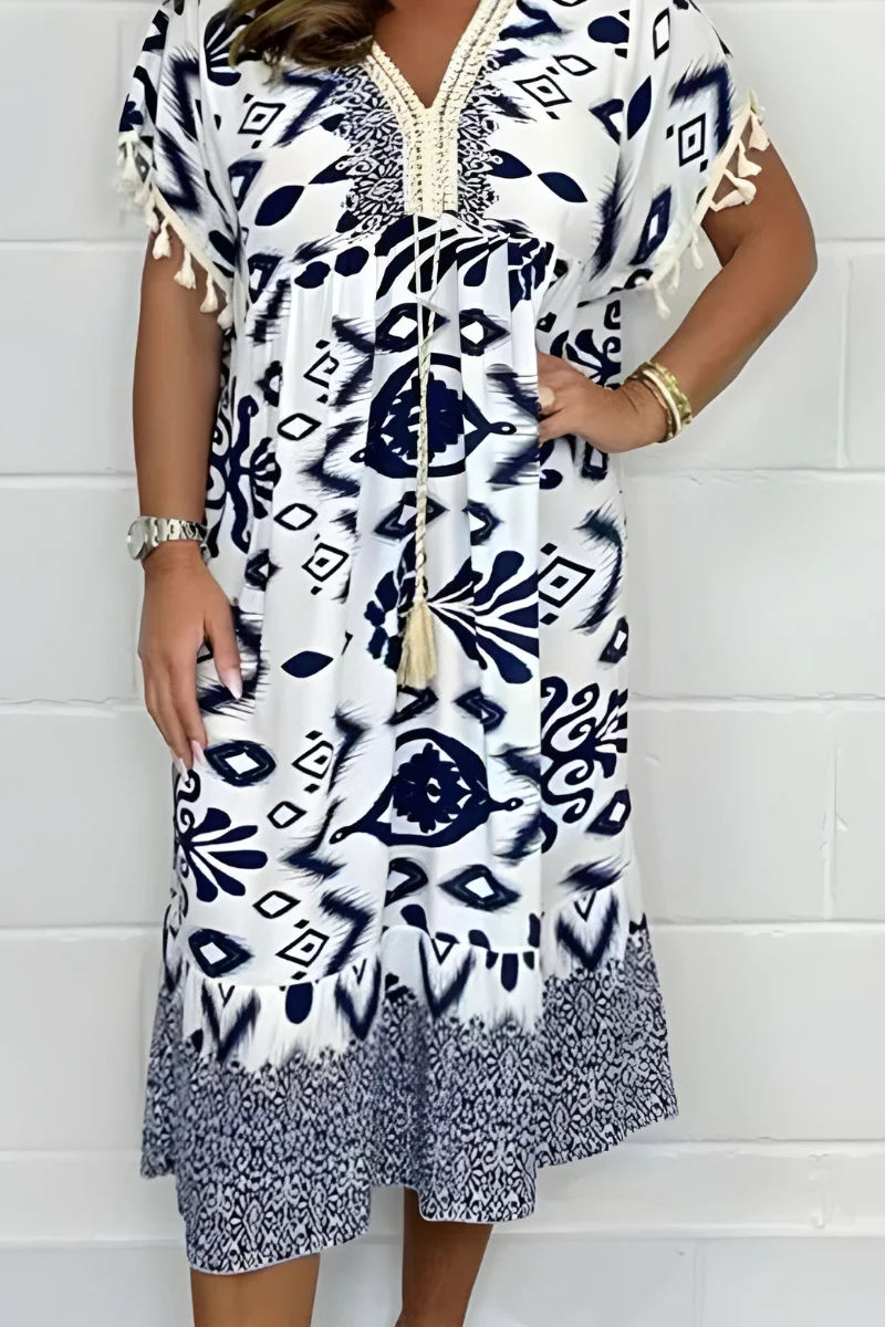 Damen Lässiges Loose Fit Drapiertes Midi Kleid