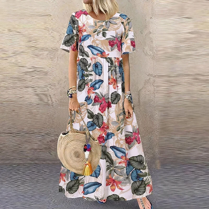 Damen Geblümtes Spitzen Maxi Sommerkleid