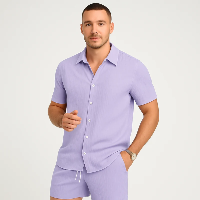 2-teiliges Sommer-Set für Herren – Lässiges Kurzarm-Top und passende Shorts