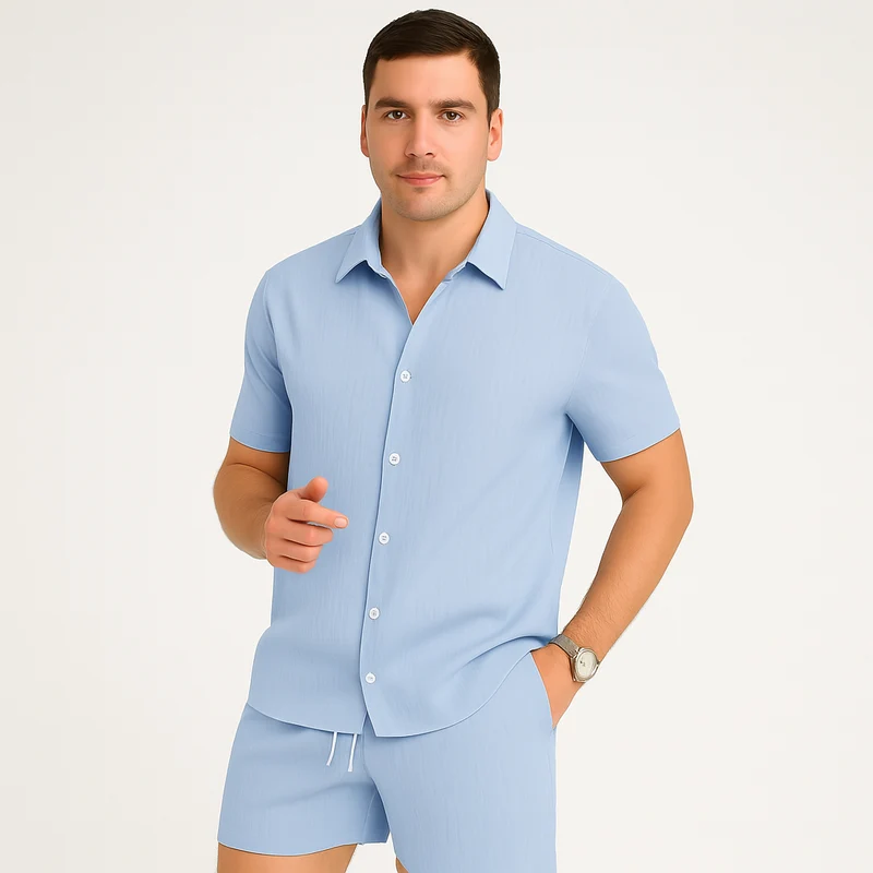 2-teiliges Sommer-Set für Herren – Lässiges Kurzarm-Top und passende Shorts