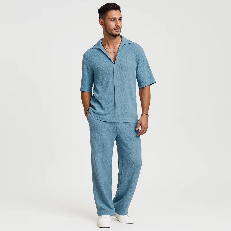Herren-Zweiteiler – Stilvolles Casual-Outfit mit Langarmshirt und passender Hose