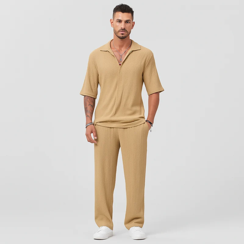 Herren-Zweiteiler – Stilvolles Casual-Outfit mit Langarmshirt und passender Hose