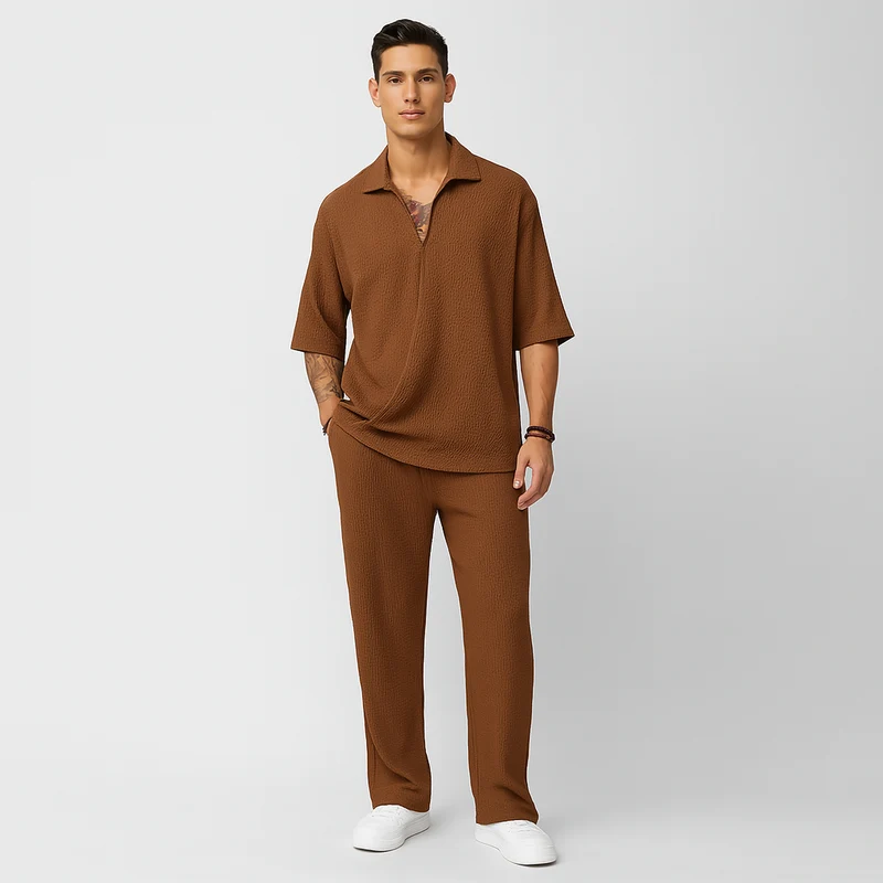 Herren-Zweiteiler – Stilvolles Casual-Outfit mit Langarmshirt und passender Hose