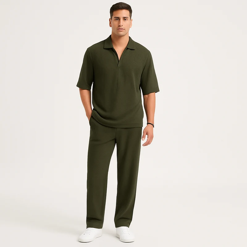 Herren-Zweiteiler – Stilvolles Casual-Outfit mit Langarmshirt und passender Hose