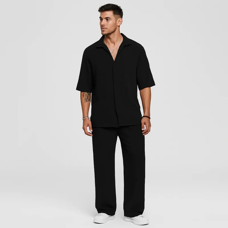 Herren-Zweiteiler – Stilvolles Casual-Outfit mit Langarmshirt und passender Hose
