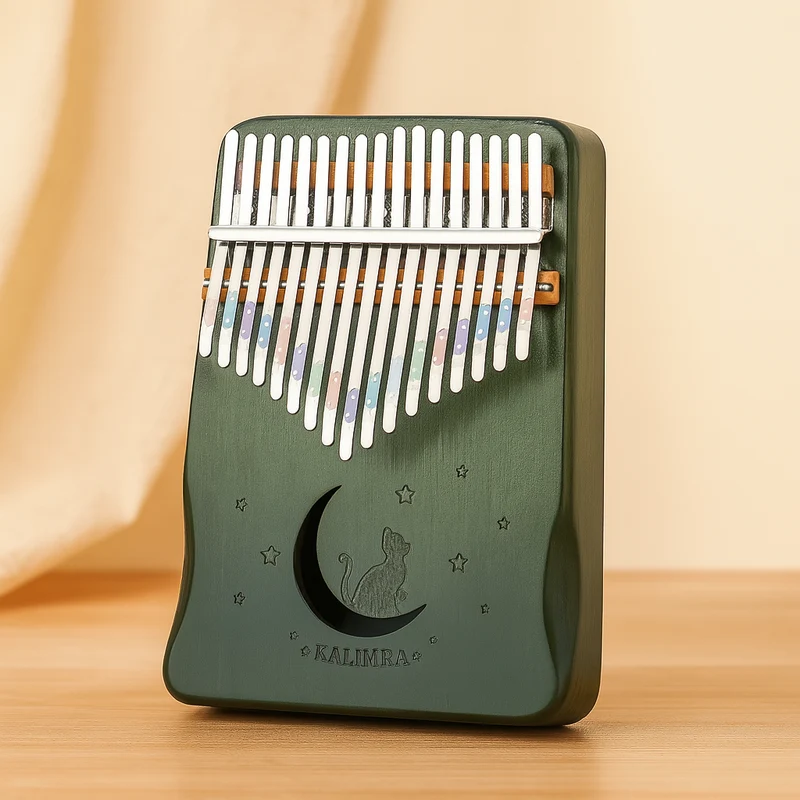17-Tasten Kalimba Daumenklavier – Holzinstrument für Anfänger mit Notenheft