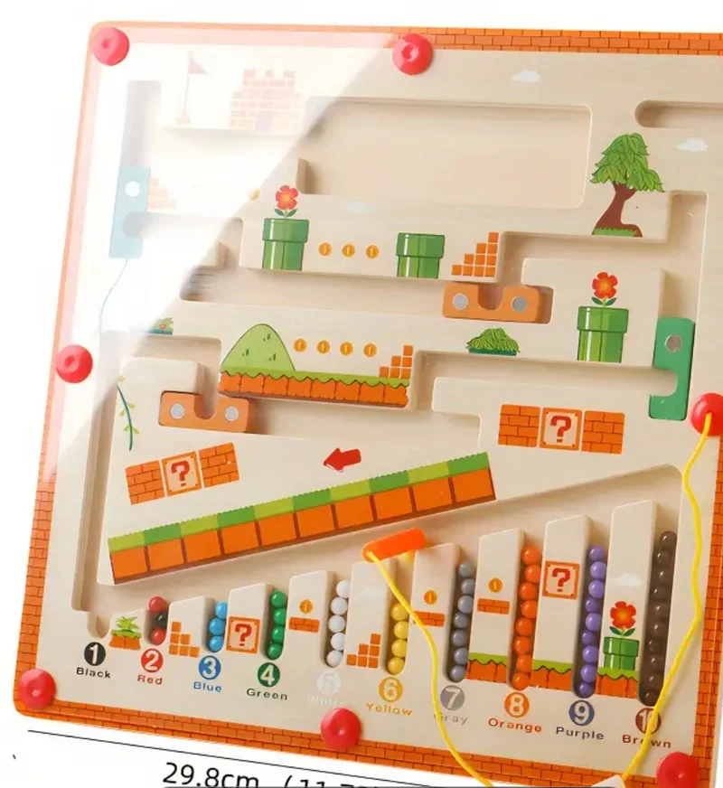 Magnetisches Pilz-Sortierbrett – Zählpuzzle mit Stift und Perlenlabyrinth