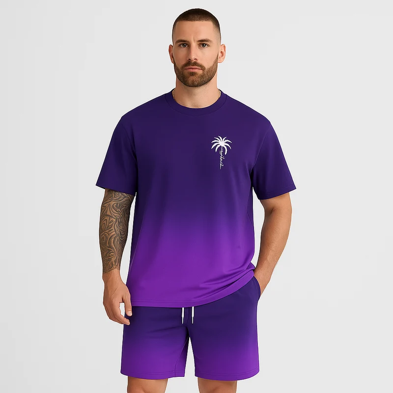 Herren Sommer Casual Set – Kurzarm Rundhalsausschnitt & Shorts mit 3D HD Digitaldruck