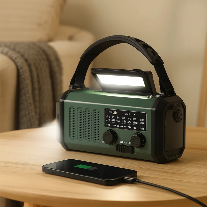 Notfallradio mit Solarpanel und Handkurbel – 10.000-mAh-Powerbank, AM/FM-Wetterradio, Taschenlampe, SOS- und Handy-Ladegerät
