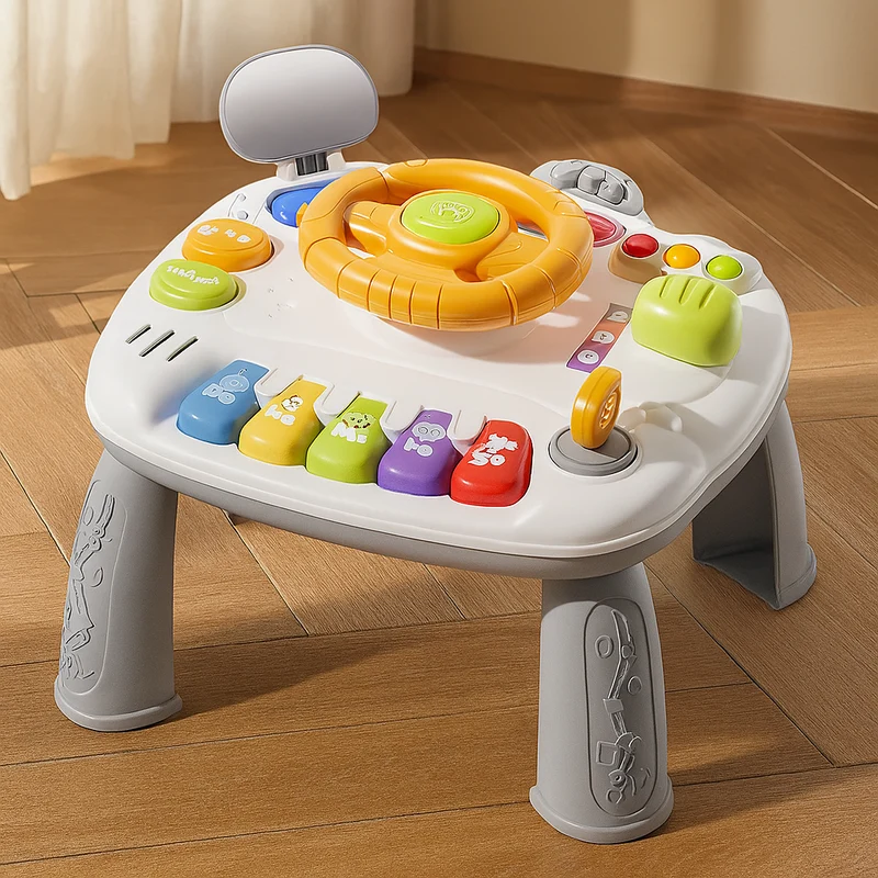 Interaktives Musikspielzeug mit Lenkfunktion – Frühfördertisch mit Licht und Geräuschen