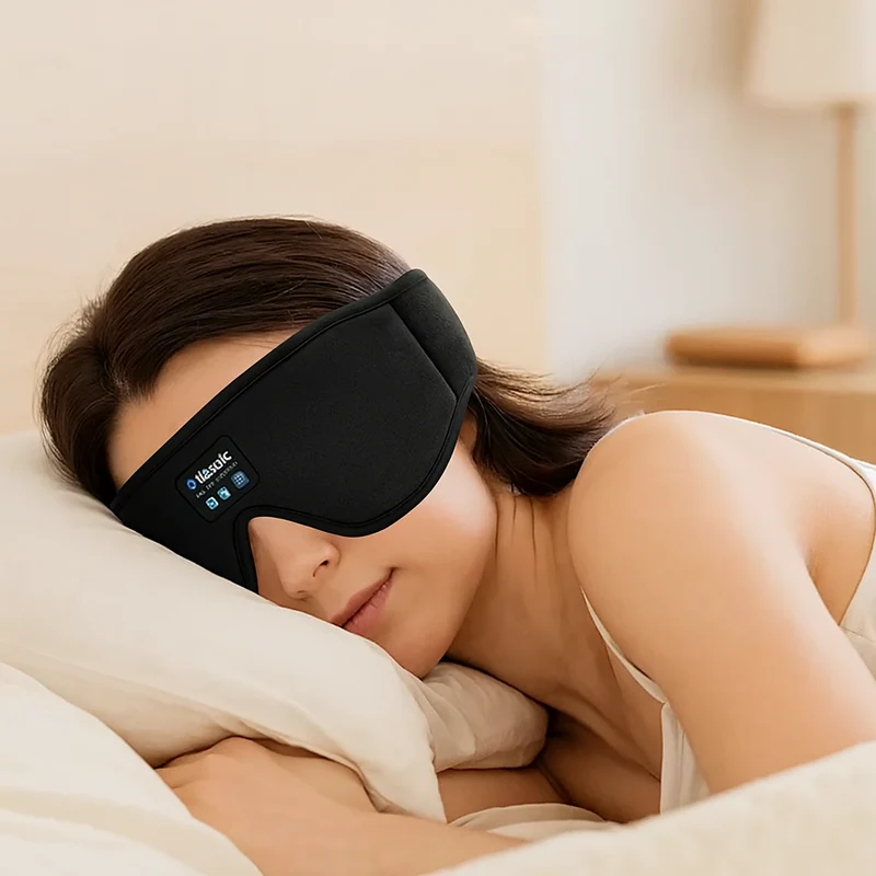 Kabellose Schlafkopfhörer-Maske – 3D Augenmaske mit BT 5.0 & Ultra-dünnen, Waschbaren Lautsprechern