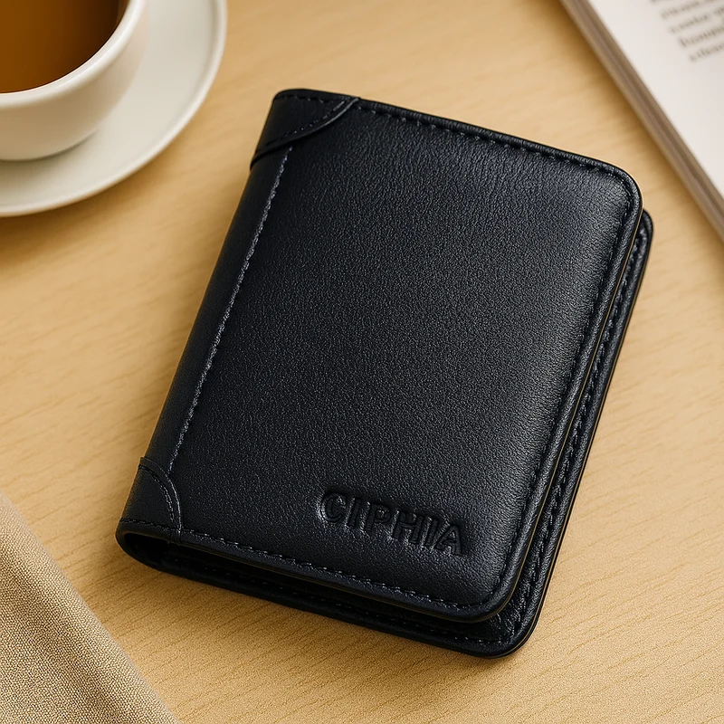 Vintage RFID Ledergeldbörse – Kurzes Bifold mit Ausweis- und Kartenhalter